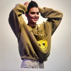 Lucky Me I See Ghosts Women's Tan/Olive Graphic Sweatshirt